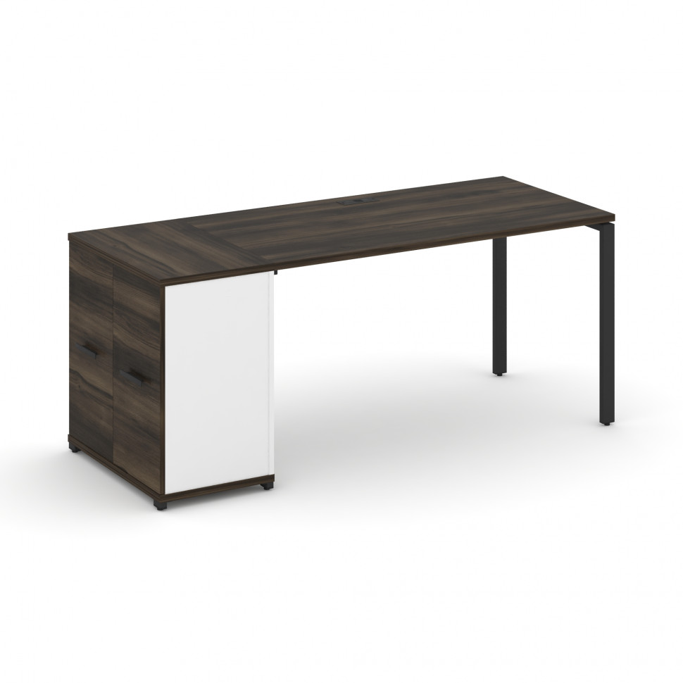 Concept Стол рабочий с опорным распаш. шкафом CN.SP-219 B Дуб Мали/Белый Бриллиант/Металл Черный 180 Concept Стол рабочий с опорным распаш. шкафом CN.SP-219 B Дуб Мали/Белый Бриллиант/Металл Черный 180