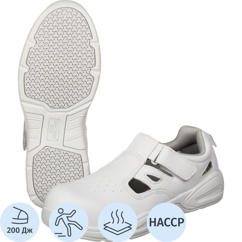 Сандалии Мистраль с перфорацией White GRIP PROTECTION c ПП р.44 19143