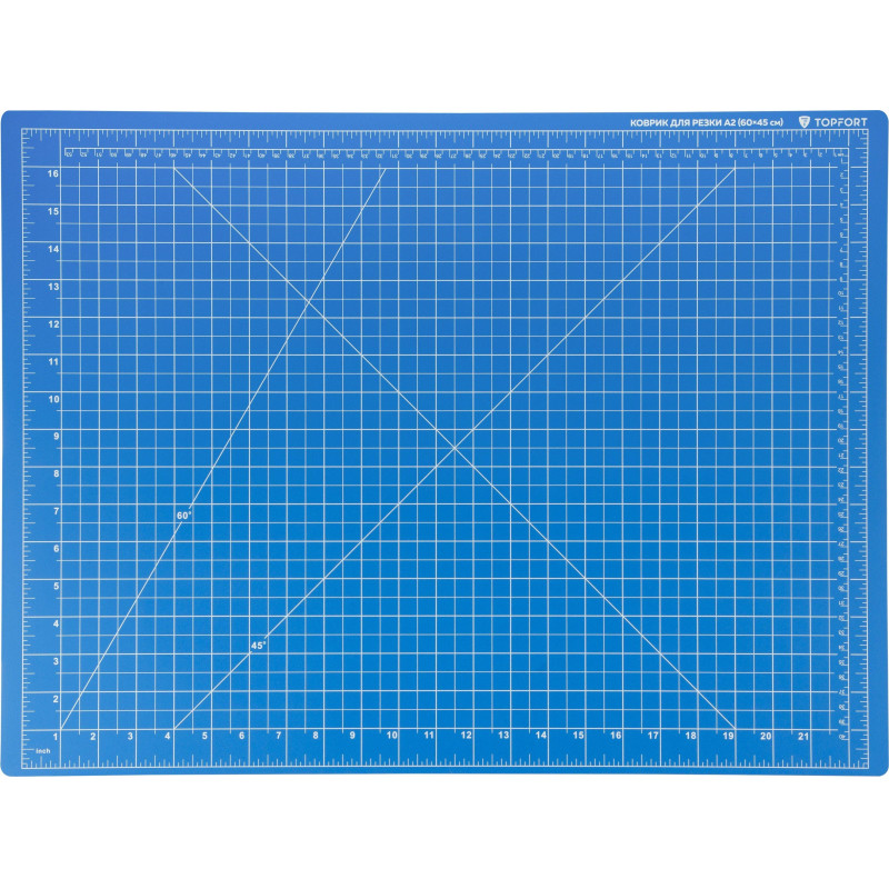 Коврик для резки TOPFORT 5ти-слойный А2 (60х45см),2х-сторонний,синий
