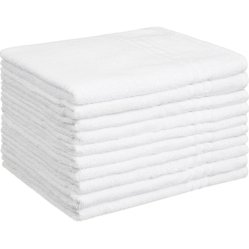 Набор полотенец махровых Luscan/бордюр 380г/м2, 50х90 белый, 10 шт/уп