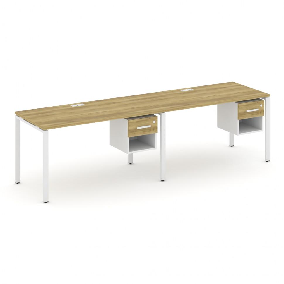 Concept Рабочая станция односторонняя с подвес. тумбами 2 места CN.ORS-119 W Дуб Винченцо/Белый Брил