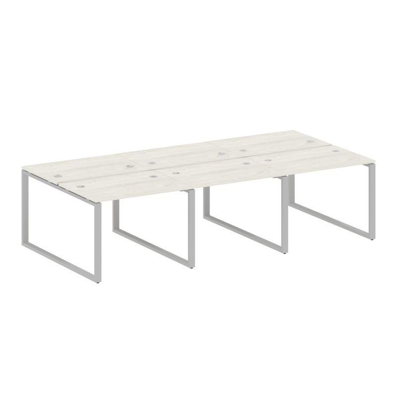 Metal System Рабочая станция на 6 мест на О-образном м/к БО.СМ-6.1 Дуб Наварра/Металл Серый 3000*147