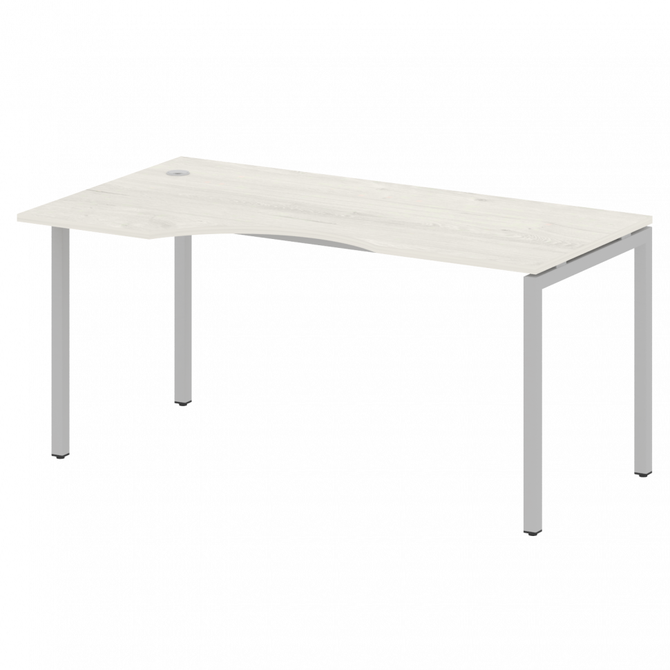 Metal System Quattro Стол криволинейный левый на П-образном м/к 40БП.СА-1 (L) Дуб Наварра/Металл Сер