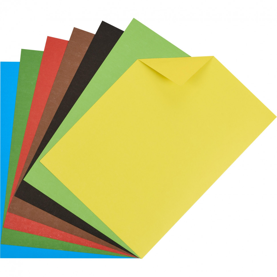 Картон цветной Комус класс Оригами 7л 7цв А4 двусторон. мелован.папка
