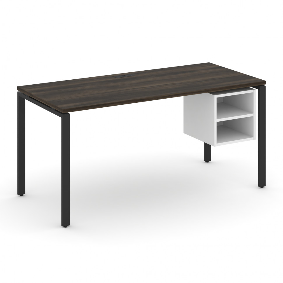 Concept Стол рабочий с подвесной тумбой с 2 открытыми нишами CN.SP-108 Дуб Мали/Белый Бриллиант/Мета