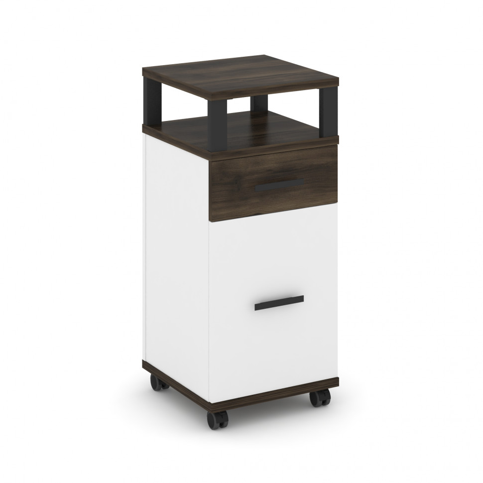 Concept Тумба мобильная 1 ящ.+1 распаш. фасад с надставкой CN.TUM-012 B Дуб Мали/Белый Бриллиант/Мет