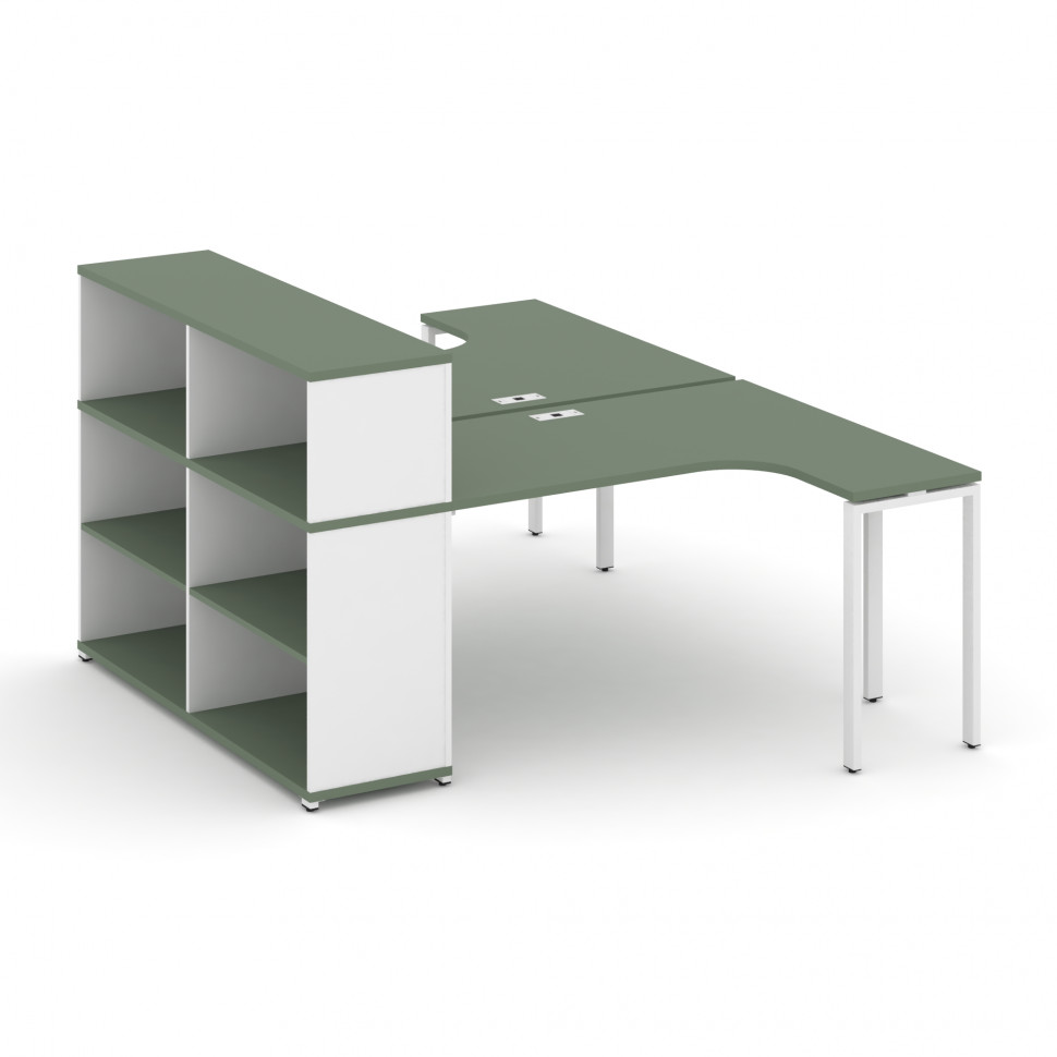 Concept Рабочая станция с опорным стеллажом с надставкой низ. CN.DSA-206 Кобо/Белый Бриллиант/Металл