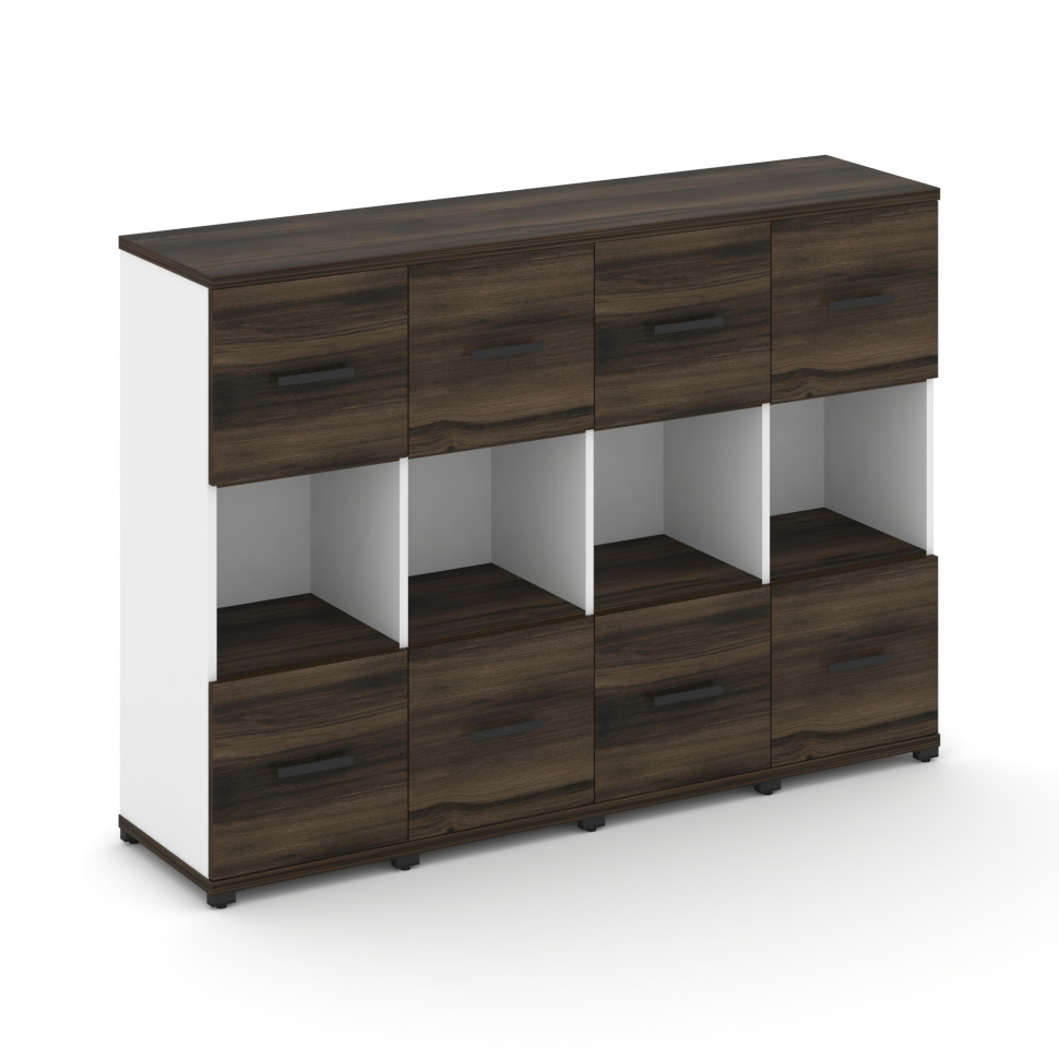 Concept Шкаф 4 узкие секции, 3 ниши CN.STU-345 B Дуб Мали/Белый Бриллиант/Металл Черный 1668*420*118