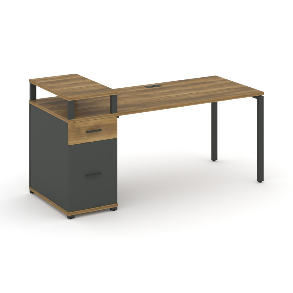 Concept Стол рабочий с 1 опорной тумбой CN.SP-414 A Сандал Янтарный/Антрацит/Металл Антрацит 1600*72