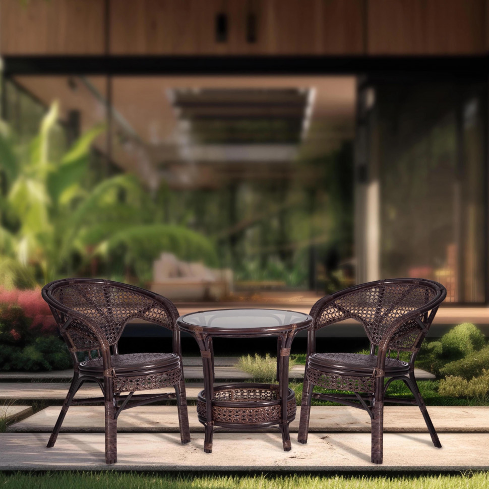 Кресло "PELANGI" 02/15B / без подушки / ротанг, walnut (грецкий орех)