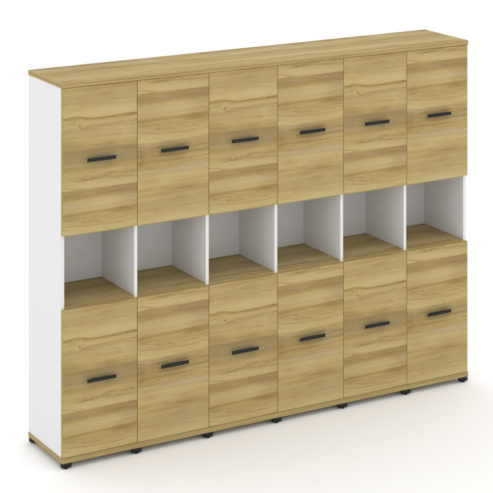 Concept Шкаф 6 узких секций, 5 ниш CN.STU-563 B Дуб Винченцо/Белый Бриллиант/Металл Черный 2500*420*