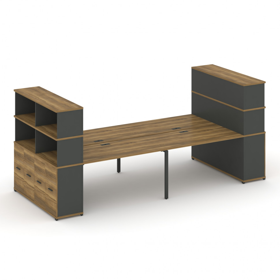 Concept Рабочая станция с опорными распаш. шкафами с надставкой выс. CN.DRS-274 A Сандал Янтарный/Ан Concept Рабочая станция с опорными распаш. шкафами с надставкой выс. CN.DRS-274 A Сандал Янтарный/Ан