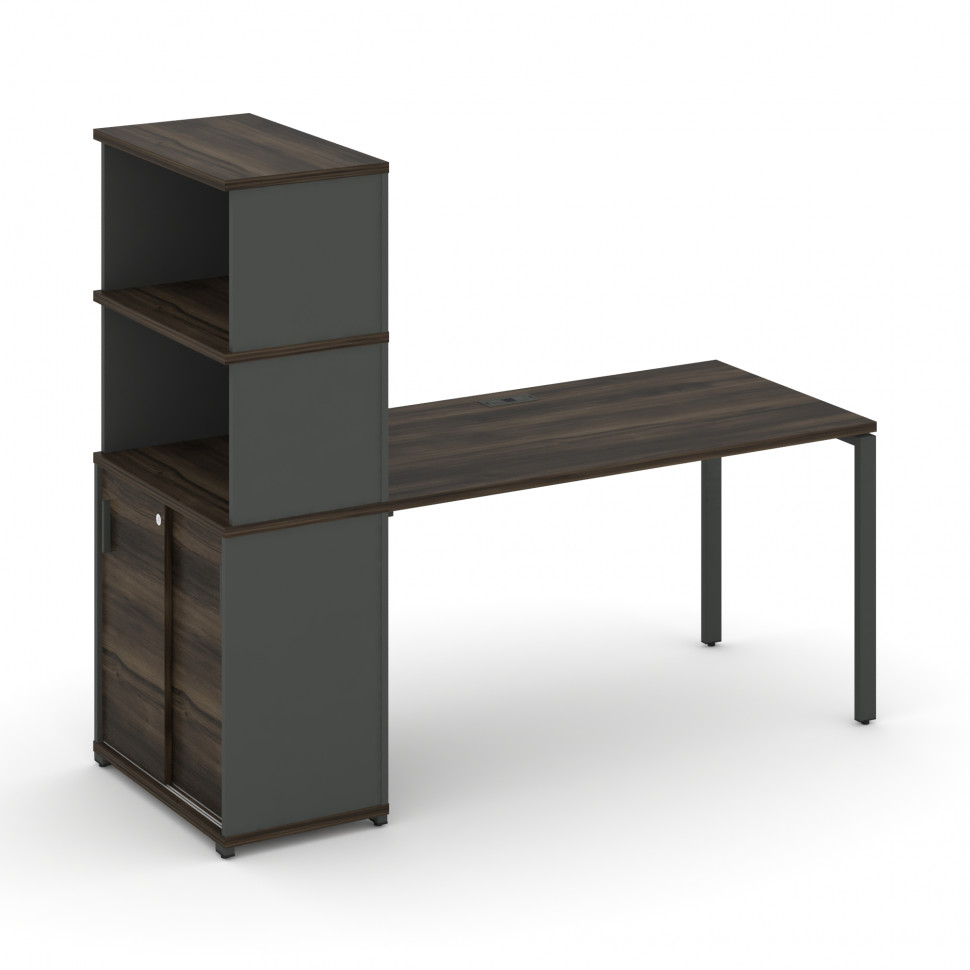 Concept Стол рабочий с опорным шкафом-купе с надставкой выс. CN.SP-244 A Дуб Мали/Антрацит/Металл Ан