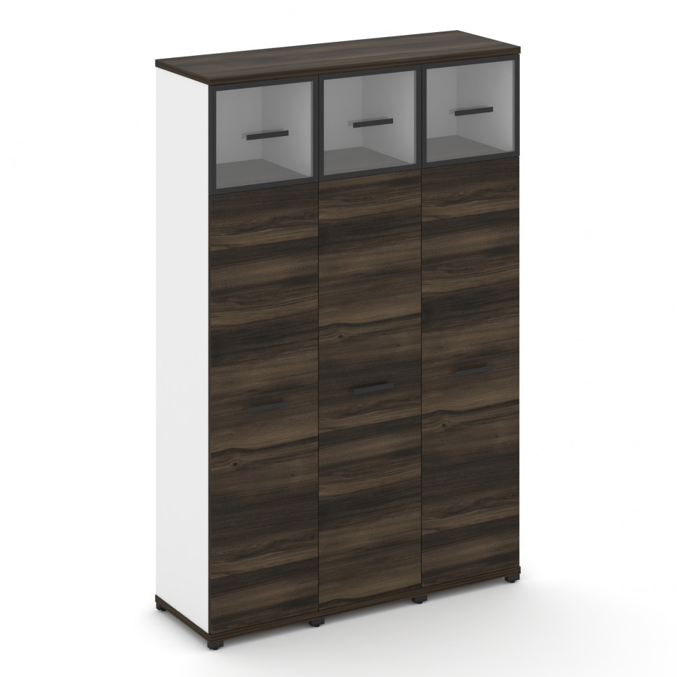 Concept Шкаф 3 узкие секции, 5 ниш CN.STU-537 RPB B Дуб Мали/Белый Бриллиант/Металл Черный/Прозрачны