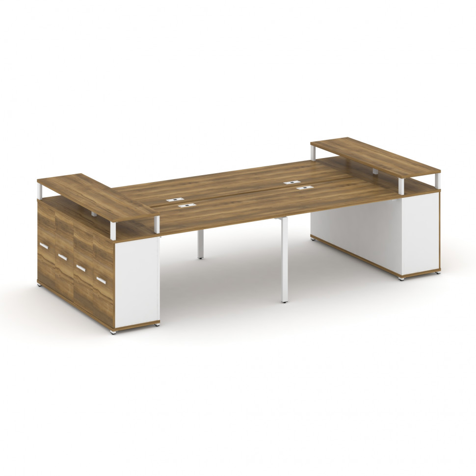 Concept Рабочая станция с опорными распаш. шкафами с верх. горизонтами  CN.DRS-266 W Сандал Янтарный