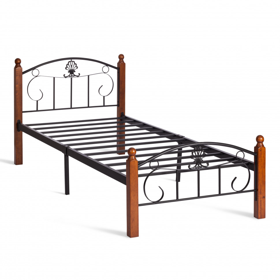 Кровать РУМБА (AT-203)/ RUMBA дерево гевея/металл, 90*200 см (Single bed), красный дуб/черный Кровать РУМБА (AT-203)/ RUMBA дерево гевея/металл, 90*200 см (Single bed), красный дуб/черный