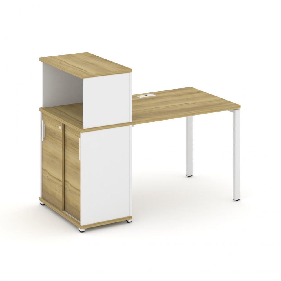 Concept Стол рабочий с опорным шкафом-купе с надставкой низ. CN.SP-237 W Дуб Винченцо/Белый Бриллиан