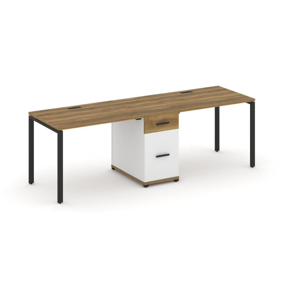 Concept Рабочая станция 2 места с 1 опорной тумбой CN.ORS-405 B Сандал Янтарный/Белый Бриллиант/Мета Concept Рабочая станция 2 места с 1 опорной тумбой CN.ORS-405 B Сандал Янтарный/Белый Бриллиант/Мета