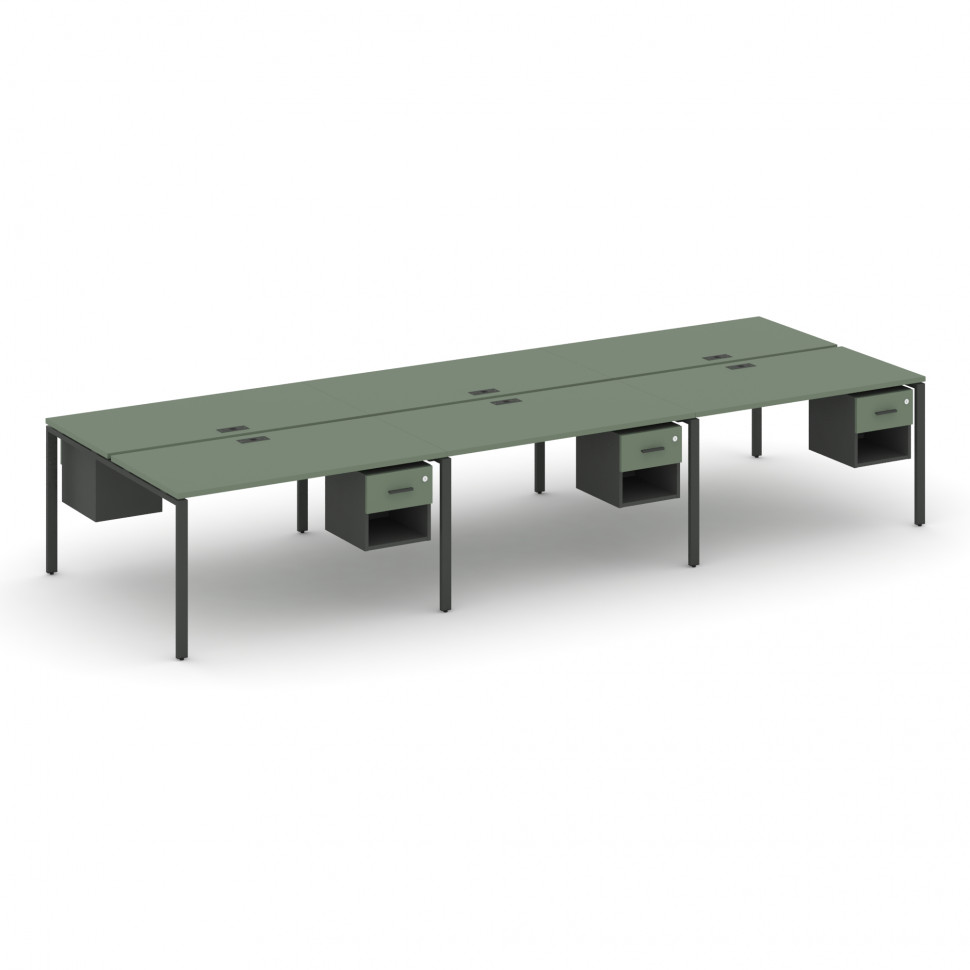 Concept Рабочая станция двухсторонняя с подвес. тумбами на 6 мест CN.DRS-157 A Кобо/Антрацит/Металл Concept Рабочая станция двухсторонняя с подвес. тумбами на 6 мест CN.DRS-157 A Кобо/Антрацит/Металл