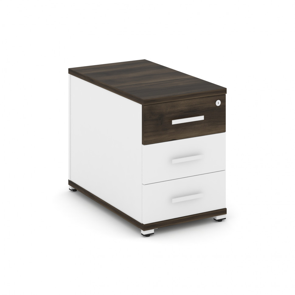 Concept Тумба опорная/приставная 3 ящ.  CN.TGO-001 W Дуб Мали/Белый Бриллиант/Металл Белый 420*720*5