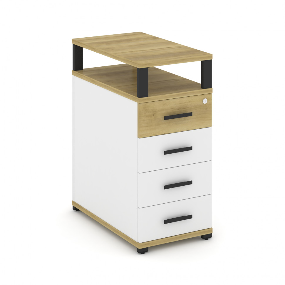 Concept Тумба опорная/приставная 4 ящ. с надставкой CN.TGO-003 B Дуб Винченцо/Белый Бриллиант/Металл Concept Тумба опорная/приставная 4 ящ. с надставкой CN.TGO-003 B Дуб Винченцо/Белый Бриллиант/Металл