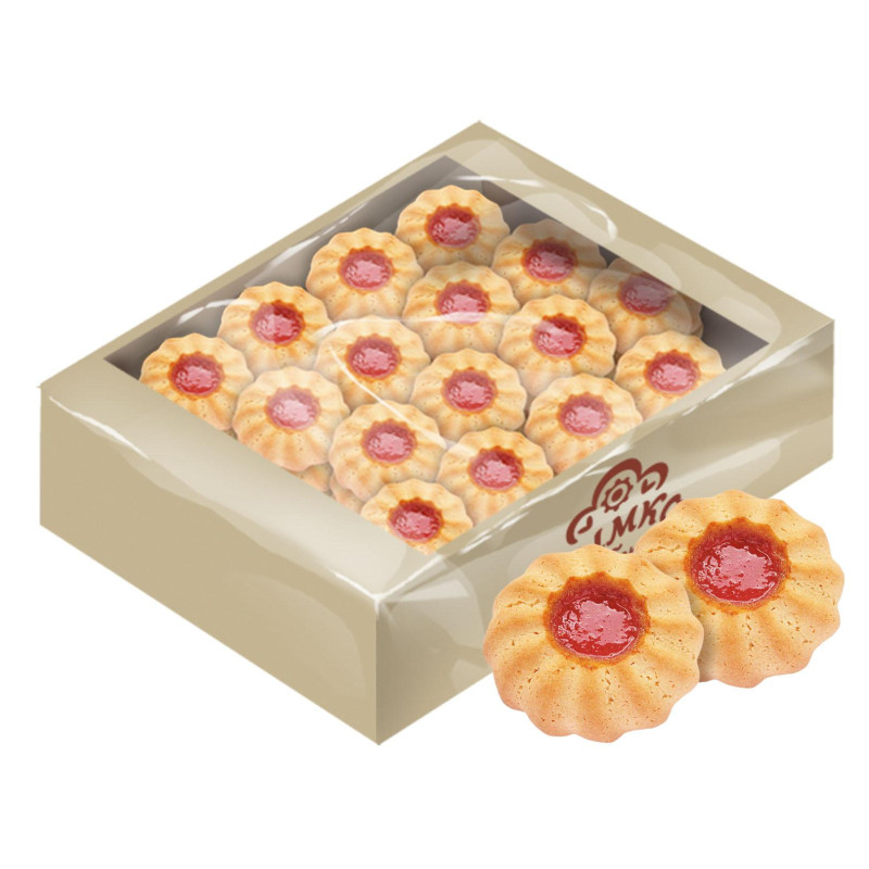 Печенье Дымка Курабье с малиновым джемом, 3кг/уп