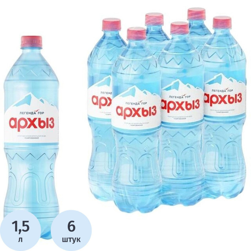 Вода минеральная Легенда Гор Архыз 1,5 л. газ. ПЭТ
