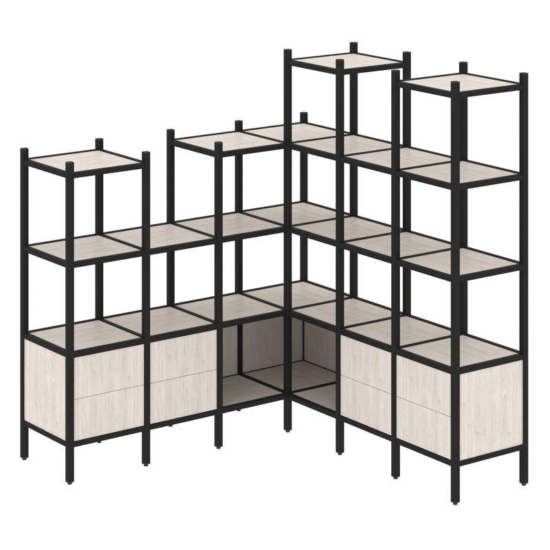 Loft Угловой внутренний стеллаж VR.L-41 Денвер Светлый/Металл Черный 1694*1694*1869 Loft Угловой внутренний стеллаж VR.L-41 Денвер Светлый/Металл Черный 1694*1694*1869