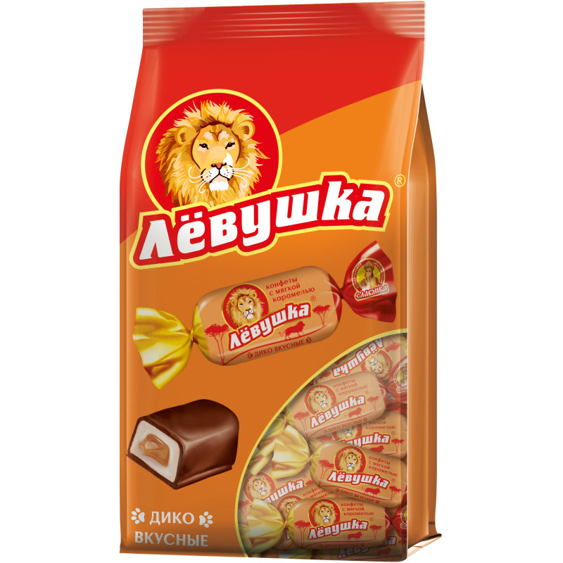 Конфеты шоколадные Левушка с мягкой карамелью Славянка 199г
