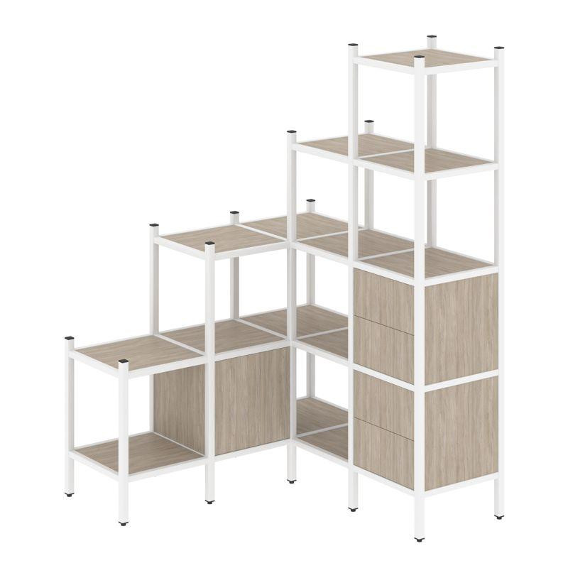 Loft Угловой внутренний стеллаж VR.L-40 Дуб Аттик/Металл Белый 1278*1278*1869 Loft Угловой внутренний стеллаж VR.L-40 Дуб Аттик/Металл Белый 1278*1278*1869