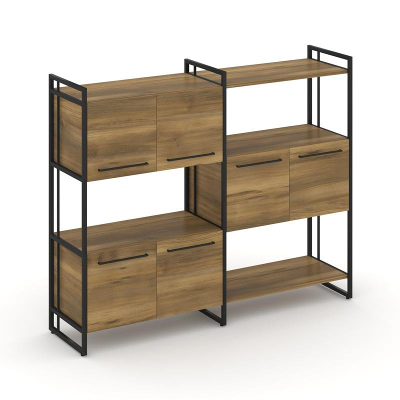 Rift Шкаф комбинированый RF.NS-004 Сандал Янтарный/Металл Черный/Черный Ручки 1576*396*1286