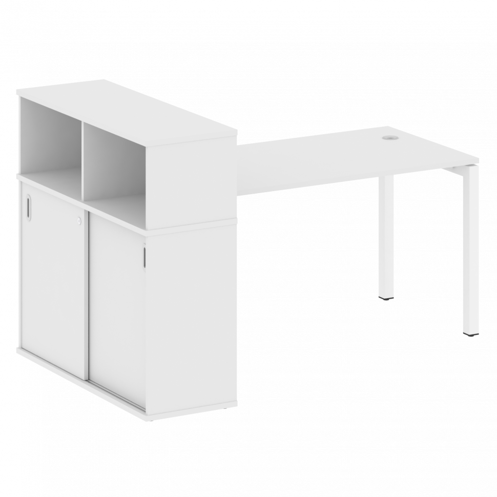 Metal System Quattro Стол письменный с шкафом-купе на П-образном м/к 50БП.РС-СШК-3.3 Т Белый/Металл Metal System Quattro Стол письменный с шкафом-купе на П-образном м/к 50БП.РС-СШК-3.3 Т Белый/Металл