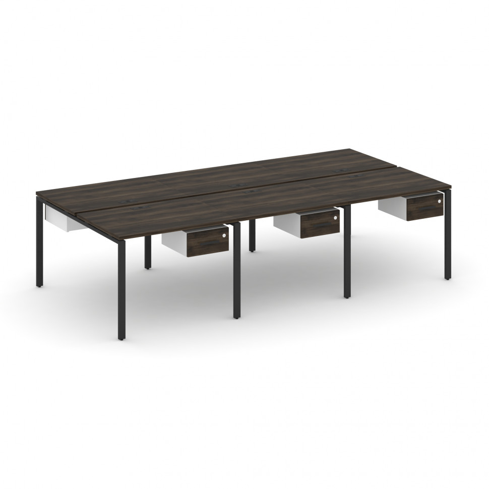 Concept Рабочая станция двухсторонняя с подвес. тумбами на 6 мест CN.DRS-149 B Дуб Мали/Белый Брилли