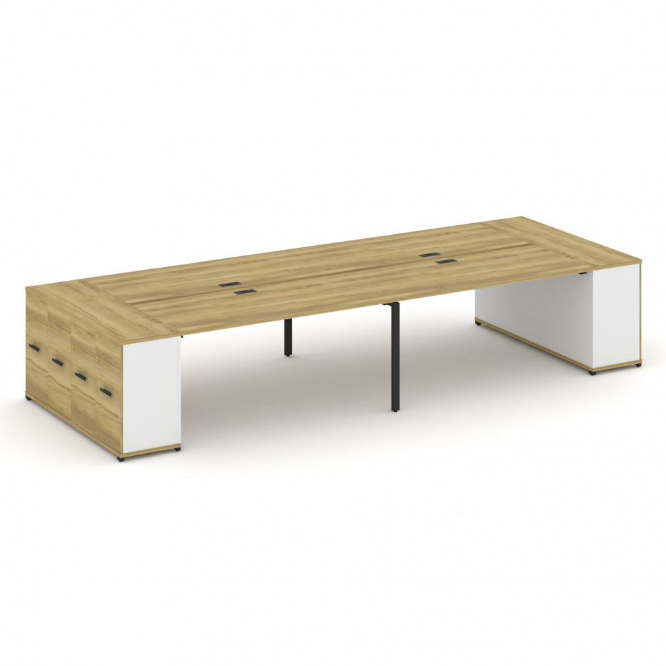 Concept Рабочая станция с опорными распаш. шкафами CN.DRS-264 B Дуб Винченцо/Белый Бриллиант/Металл