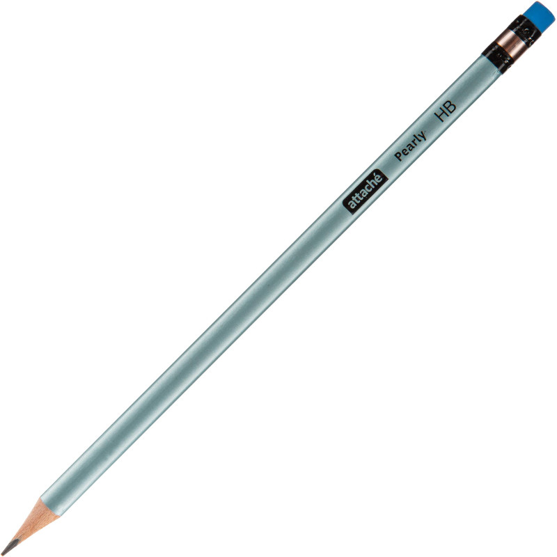 Карандаш чернографитный Attache Pearly HB, ласт, трехгр, дерево, в асс