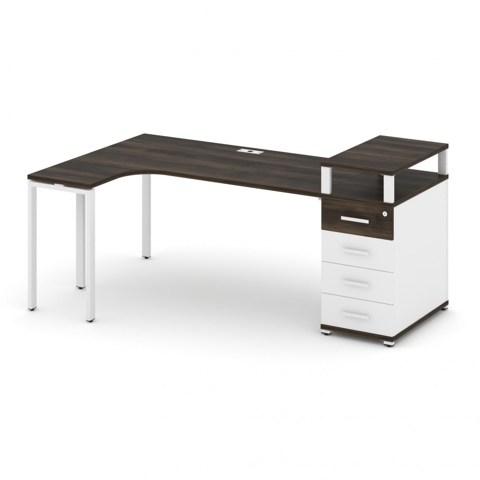 Concept Стол эргономичный CN.SA-406(L) W Дуб Мали/Белый Бриллиант/Металл Белый 2000*1180*917 Concept Стол эргономичный CN.SA-406(L) W Дуб Мали/Белый Бриллиант/Металл Белый 2000*1180*917