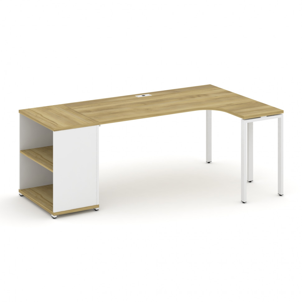 Concept Стол эргономичный с опорным стеллажом CN.SA-202(R) Дуб Винченцо/Белый Бриллиант/Металл Белый