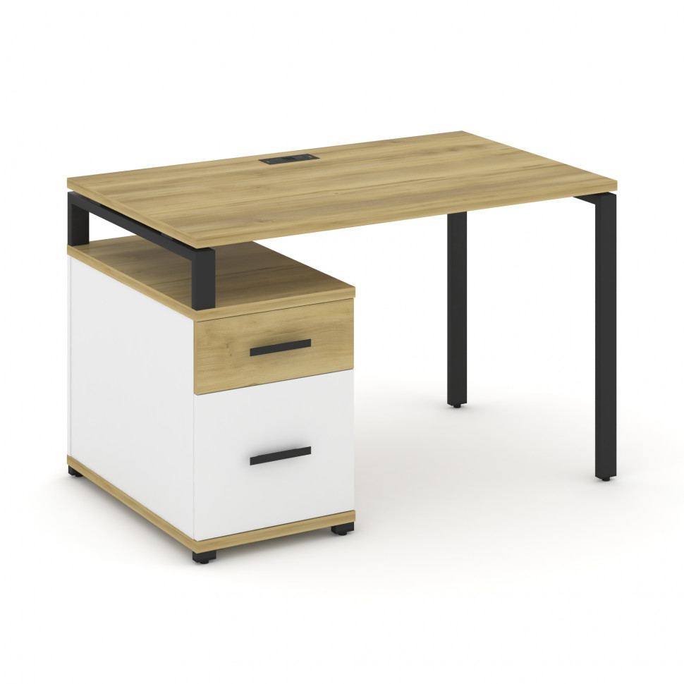 Concept Стол письменный с 1 опорной тумбой CN.SP-306 B Дуб Винченцо/Белый Бриллиант/Металл Черный 11