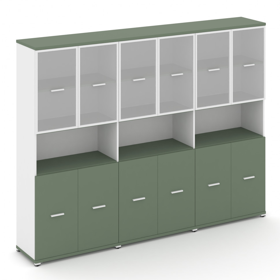 Concept Шкаф 3 широкие секции, 5 ниш CN.STS-533 RMW W Кобо/Белый Бриллиант/Металл Белый/Сатин 2500*4