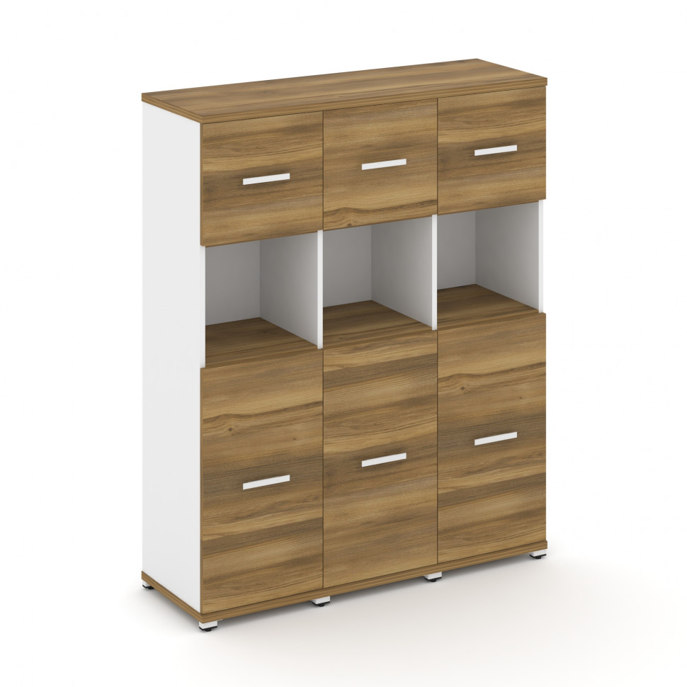 Concept Шкаф 3 узкие секции, 4 ниши CN.STU-435 W Сандал Янтарный/Белый Бриллиант/Металл Белый 1252*4