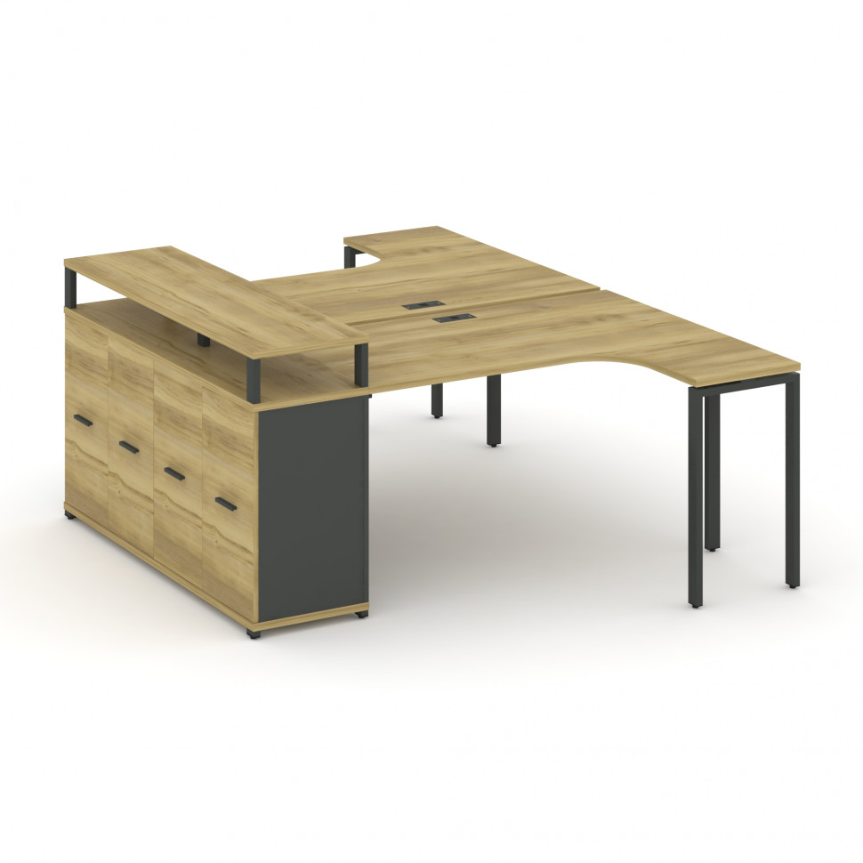 Concept Рабочая станция с опорным распаш. шкафом с верх. горизонтом CN.DSA-212 A Дуб Винченцо/Антрац