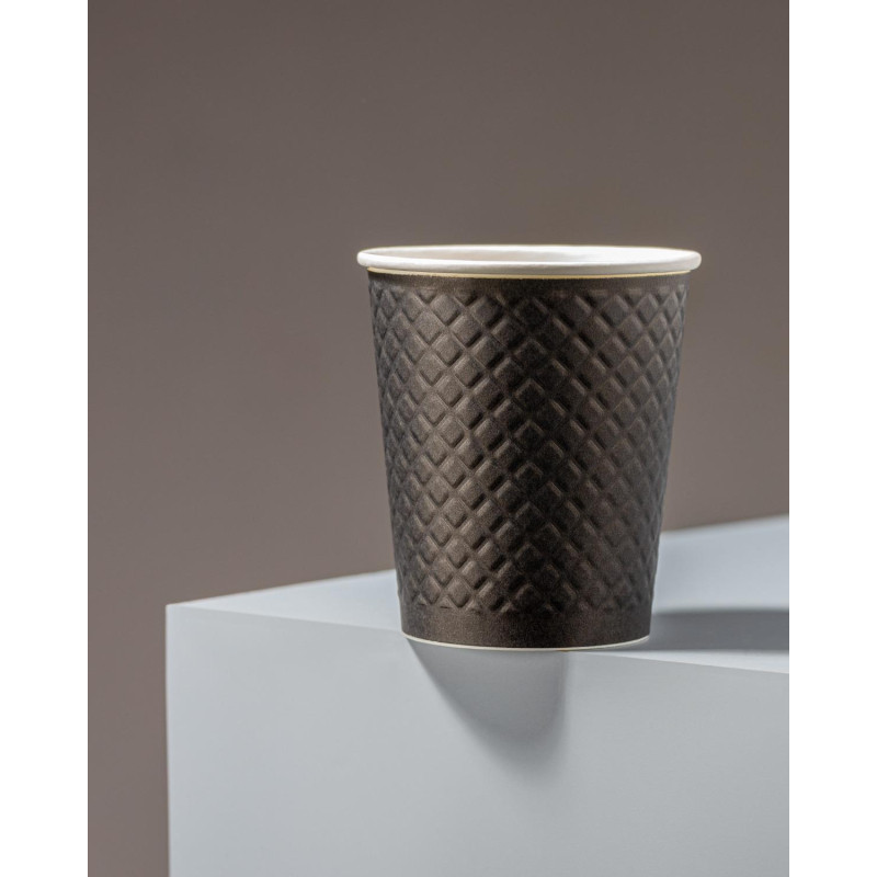 Стакан одноразовый бум двухслойный d-80мм 250мл Waffle Black (25шт/уп)