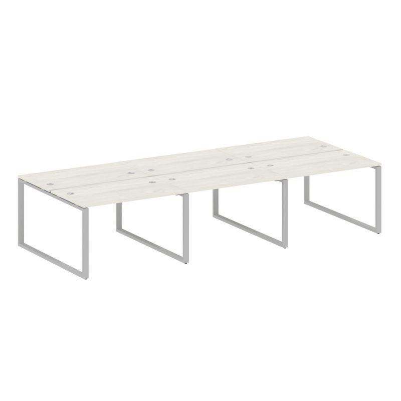 Metal System Рабочая станция на 6 мест на О-образном м/к БО.СМ-6.2 Дуб Наварра/Металл Серый 3600*147