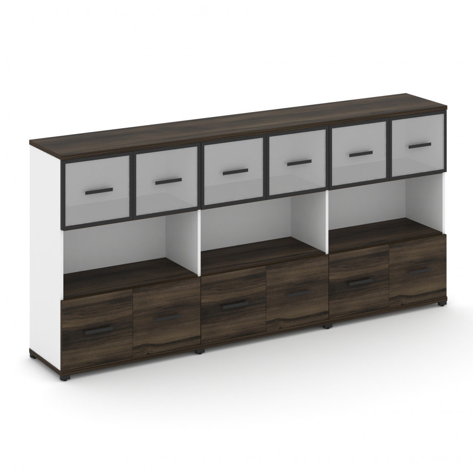 Concept Шкаф 3 широкие секции, 3 ниши CN.STS-335 RMB B Дуб Мали/Белый Бриллиант/Металл Черный/Сатин