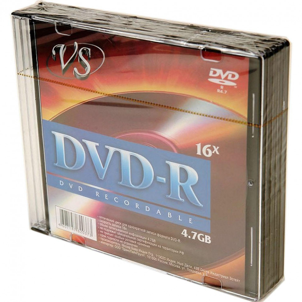 Носители информации DVD-R, 16x, VS, Slim/5, VSDVDRSL501 Носители информации DVD-R, 16x, VS, Slim/5, VSDVDRSL501