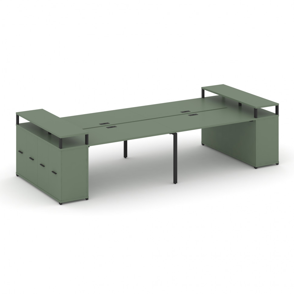 Concept Рабочая станция с опорными распаш. шкафами с верх. горизонтами  CN.DRS-267 B Кобо/Металл Чер