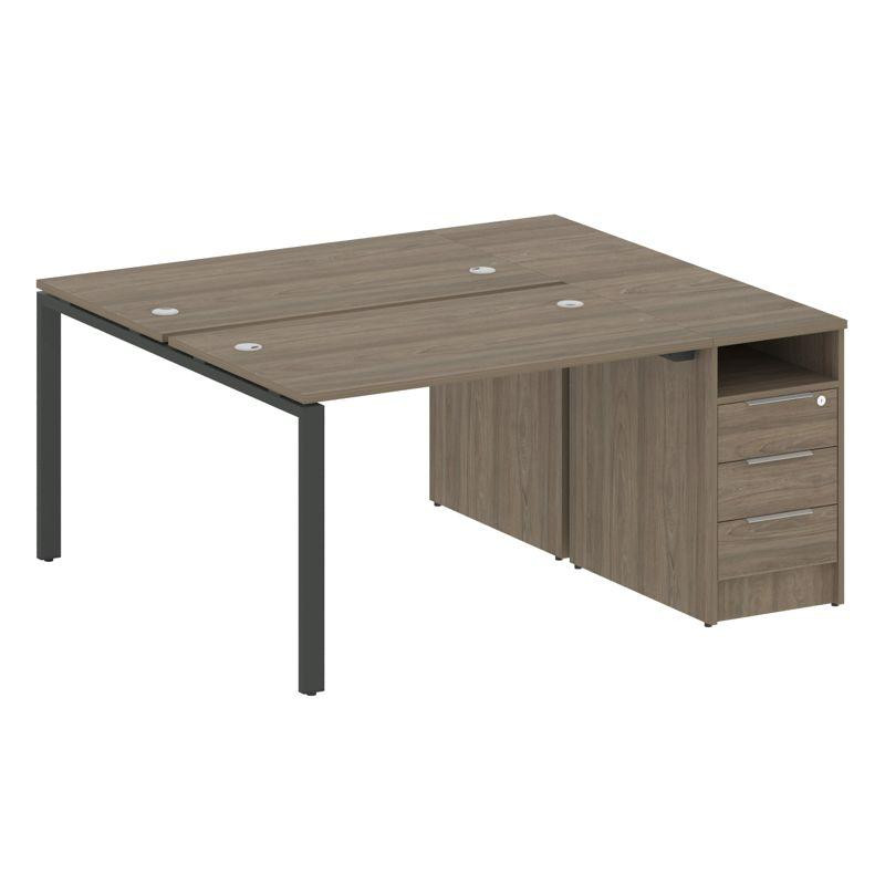 Metal System Рабочая станция с тумбой на П-образном м/к БП.РС-СТП-2.2 Вяз Благородный/Металл Антраци