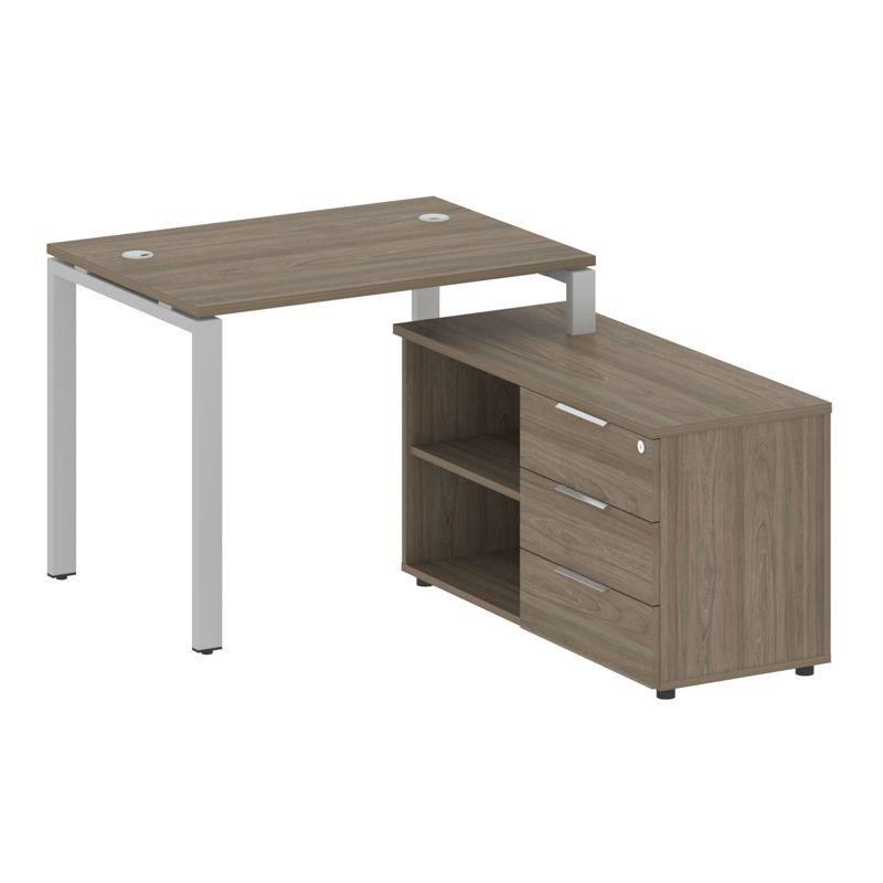 Metal System Рабочая станция с тумбой на П-образном м/к БП.РС-СТС-2.1 (R) Вяз Благородный/Металл Сер Metal System Рабочая станция с тумбой на П-образном м/к БП.РС-СТС-2.1 (R) Вяз Благородный/Металл Сер