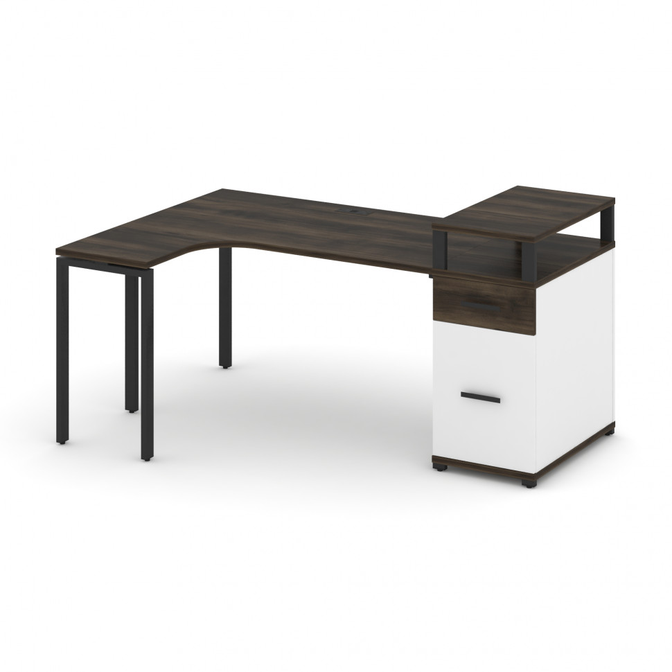 Concept Стол эргономичный CN.SA-407(L) B Дуб Мали/Белый Бриллиант/Металл Черный 1800*1180*917 Concept Стол эргономичный CN.SA-407(L) B Дуб Мали/Белый Бриллиант/Металл Черный 1800*1180*917