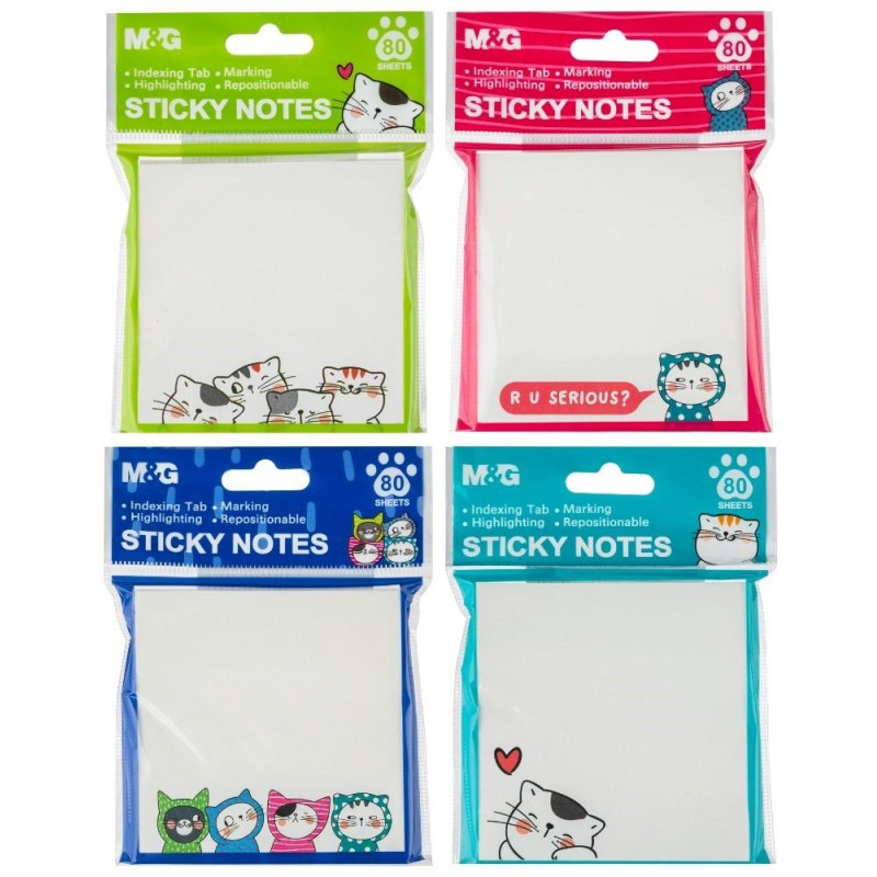 Стикеры с клеевым краем M&amp;G So Many Cats, 76x76 мм, 80 л, в ассортименте